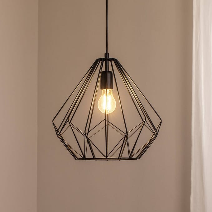 Opviq Hanglamp Diamond, zwart, metaal, Ø 37 cm, E27