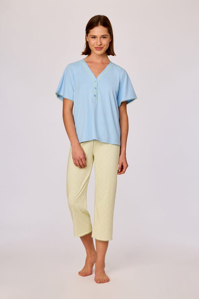 Woody - Blauw-groene pyjama van soepel katoen - M