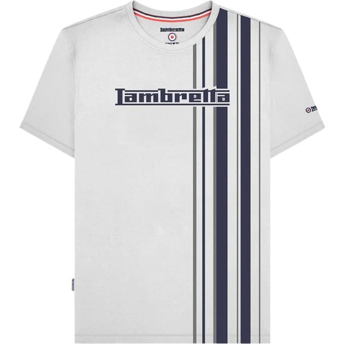 Lambretta Heren Racing Stripe T-shirt (Wit/Navy/Grijs)