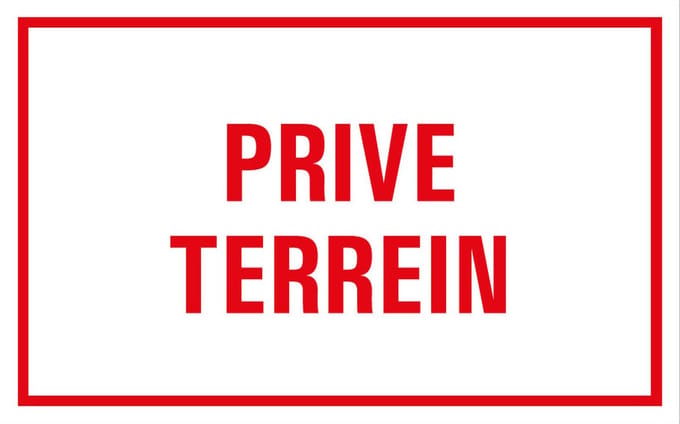 Prive terrein bord - kunststof 400 x 250 mm
