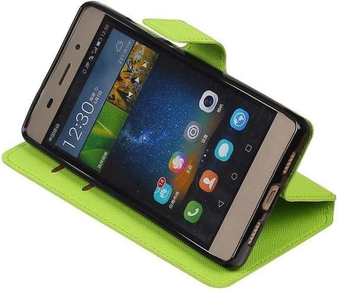 Cross Pattern TPU Bookstyle Wallet Case Hoesje Geschikt voor Huawei P8 Groen