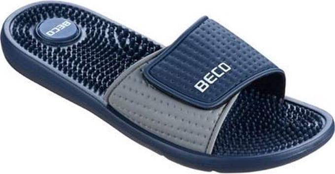 BECO Badslippers - Met Klittenband - Donkerblauw - Heren - Maat 43