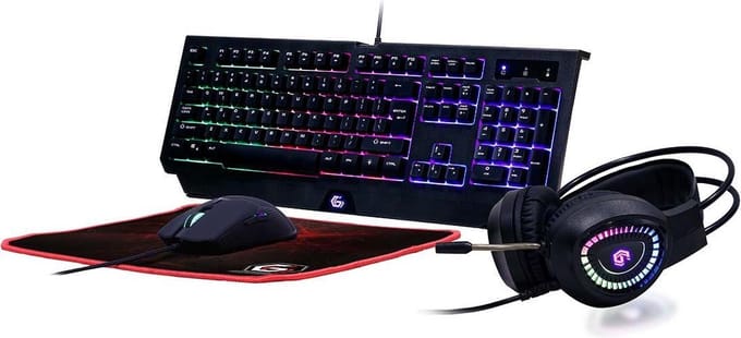 Gembird GGS-UMGL4-01 toetsenbord inclusief muis, headset en muismat, USB QWERTY Zwart