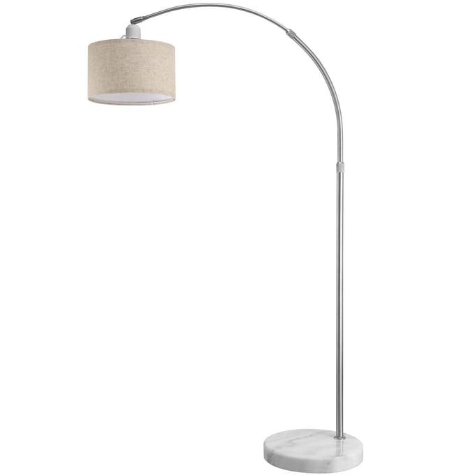 Booglamp – Stoffen - Kap – Marmeren - Voet - 150-175 cm – E27- Beige