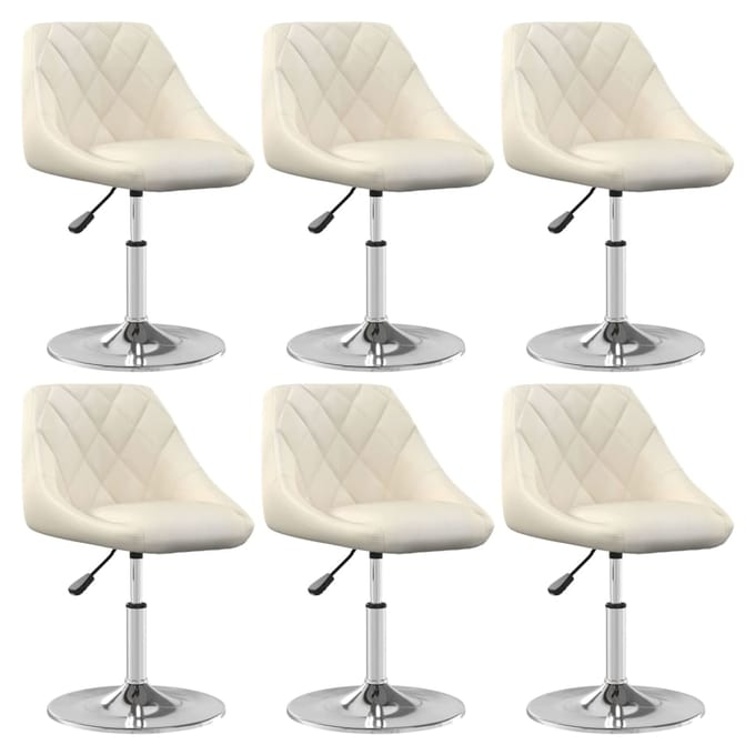 vidaXL - Eetkamerstoelen - draaibaar - 6 - st - fluweel - crèmekleurig