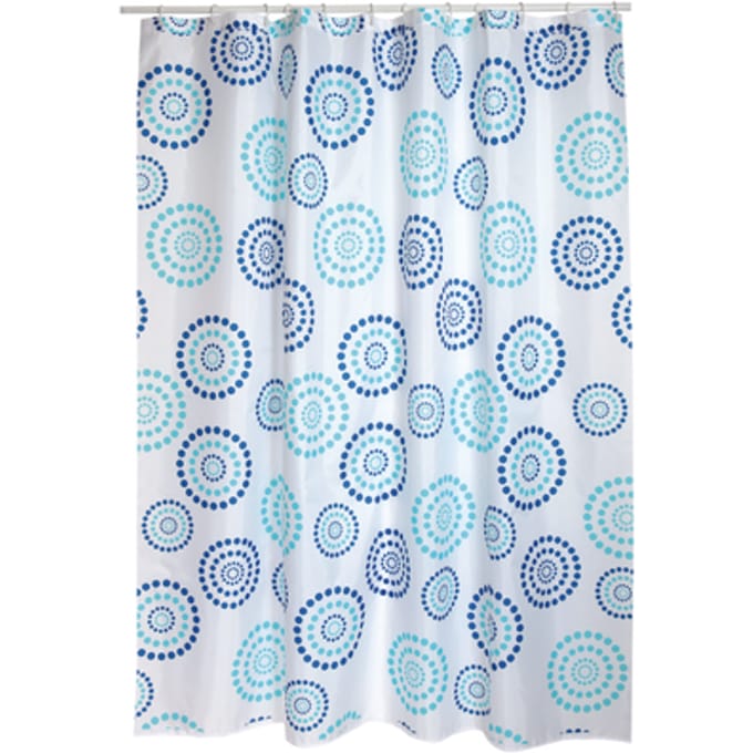 Msv Douchegordijn Dots Blauw 180cm