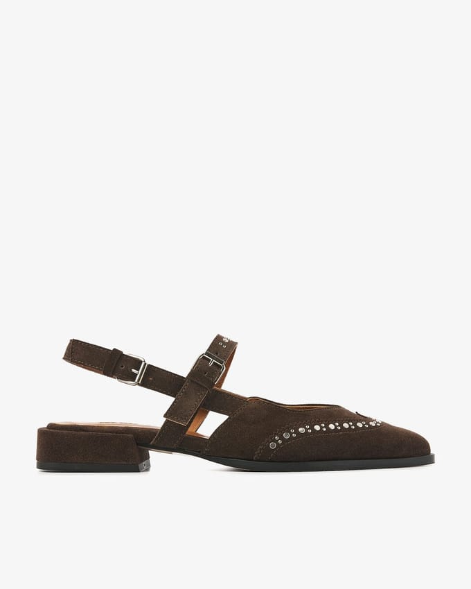 VIA VAI Jazz Yael Slingbacks Dames - Suède - Bruin - Maat 38