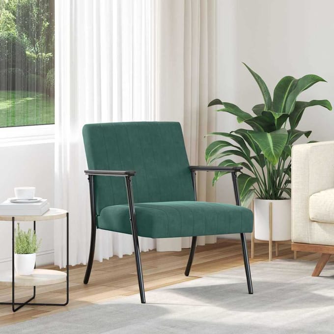 vidaXL Fauteuil Donkergroen 59 x 75 x 78 cm Fluweel