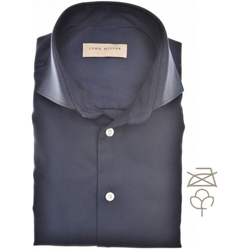 John Miller Overhemd Wide-Spread Solid Color Cotton Non-Iron Navy / male