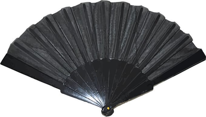 Handwaaier/spaanse waaier - zwart - polyester - Verkoeling in de zomer - 41 x 22 cm