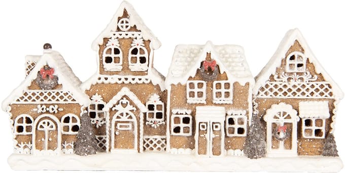 Clayre & Eef Gingerbread house 25x6x13 cm Bruin Kunststof