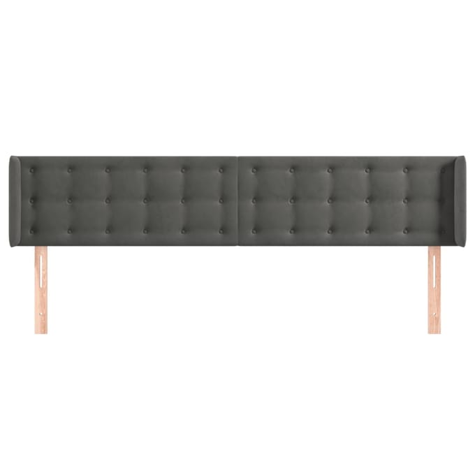vidaXL - Hoofdbord - met - randen - 183x16x78/88 - cm - fluweel - donkergrijs