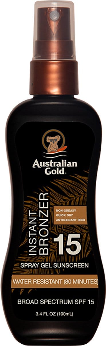 Australian Gold SPF 15 Spray Gel met Bronzer -100 ml - REISFORMAAT