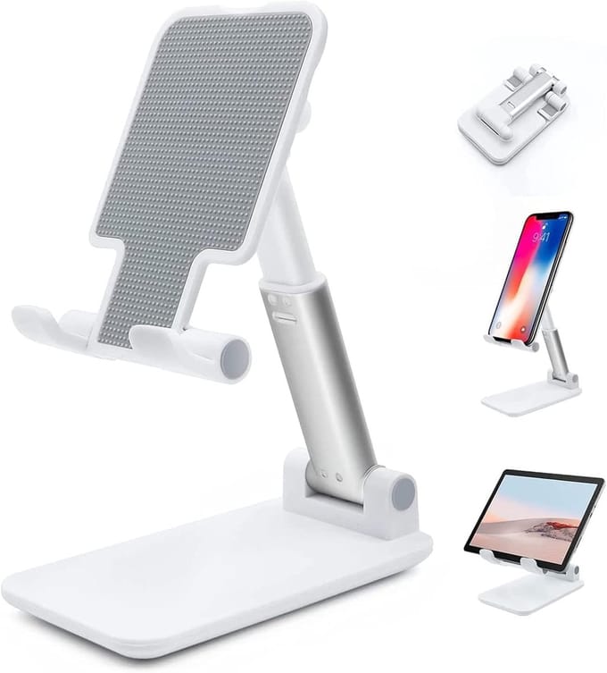 Desktop Tablet Houder Tafel - Opvouwbaar - Bureau Stand - Tablet Standaard - Mobiele Telefoon Houder - Universeel - Wit
