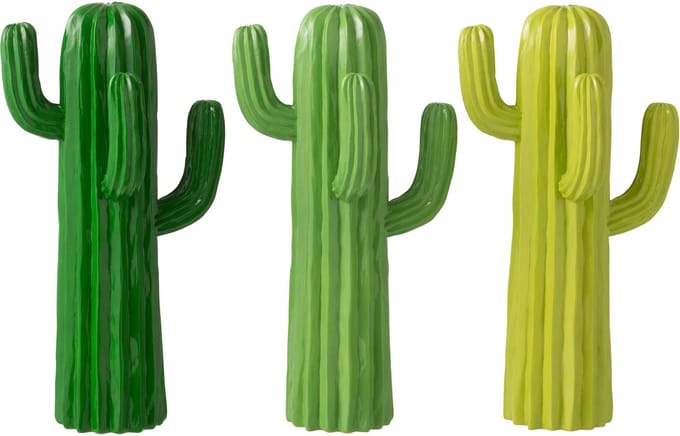 J-Line decoratie Cactus - polyresin - groen - large - set van 3