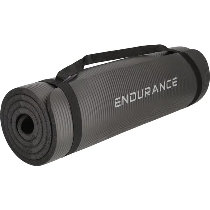 Endurance – NBR yogamat – 4 mm – draagriem – zwart