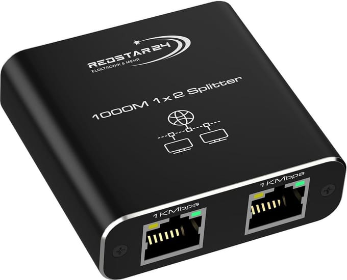 LAN Splitter 1 op 2 - 1000 Mbps Gigabit Ethernet Switch met Type-C netsnoer voor computer en router