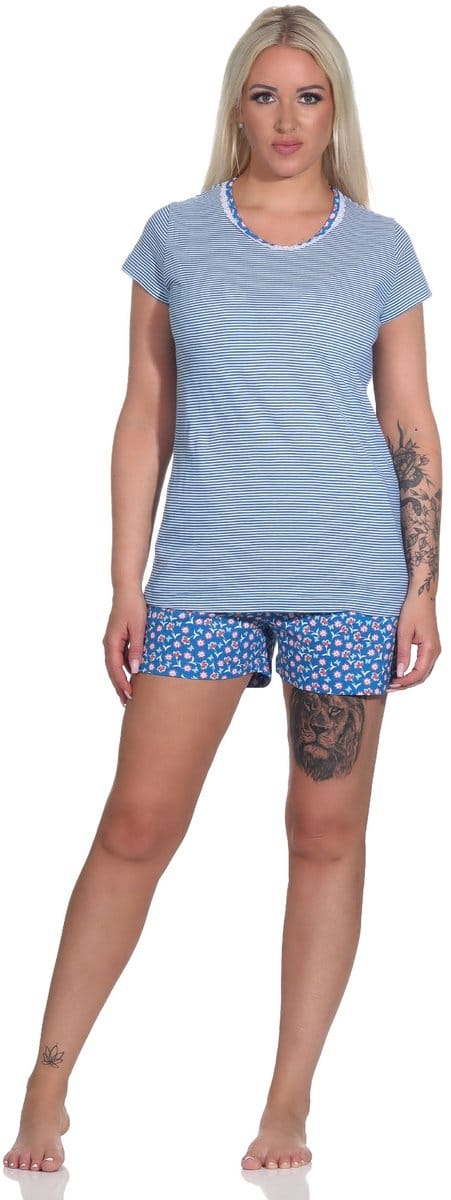 Normann Dames Pyjama Shorty met korte mouwen en strepen - Ook in Oversizes