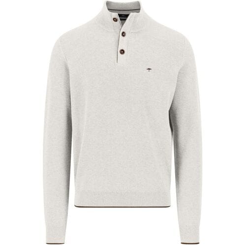 Fynch-Hatton Trui Troyer Button Allover Texture Winter White / male