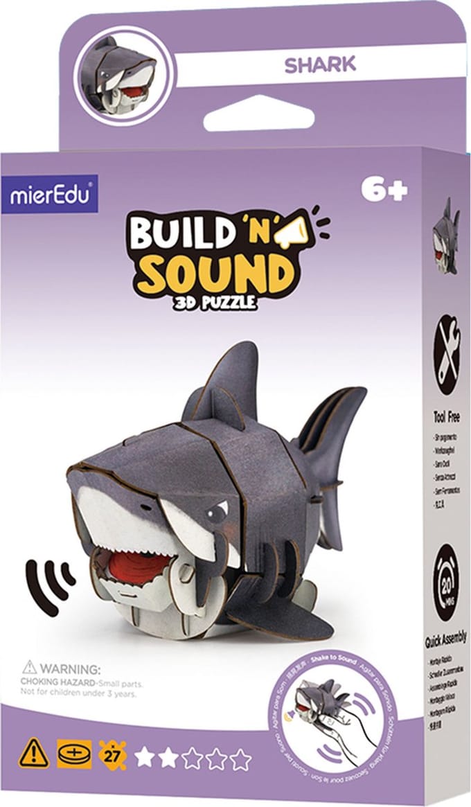 MIEREDU 3D Puzzel - Haai - Met Geluid - 12,92X6,82X7,62Cm - 6 Jaar