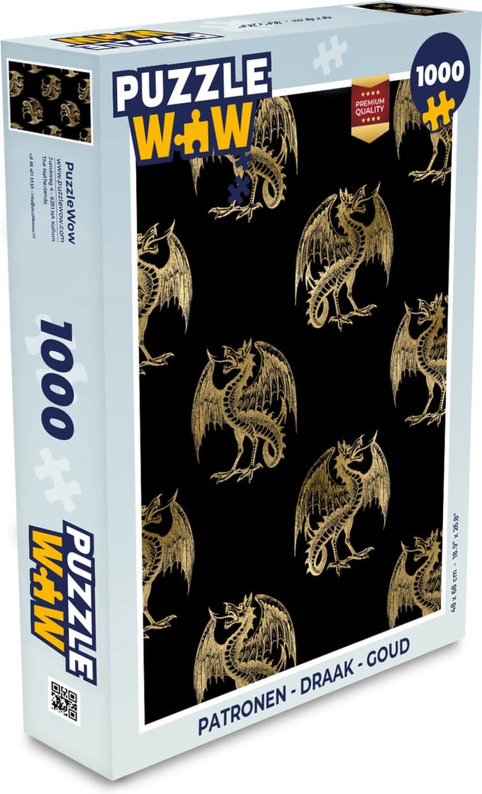 Puzzel Patronen - Draak - Goud - Legpuzzel - Puzzel 1000 stukjes volwassenen