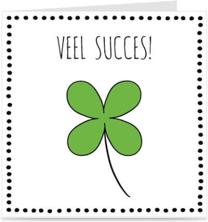 VEEL SUCCES | kaart / wenskaart met envelop | klavertje vier