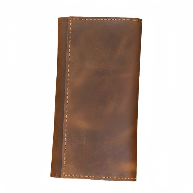 Lange portemonnee - Vintage - Drievoudige portemonnee - 10,5*19*1,5 cm - Roodbruin - 1 stuk