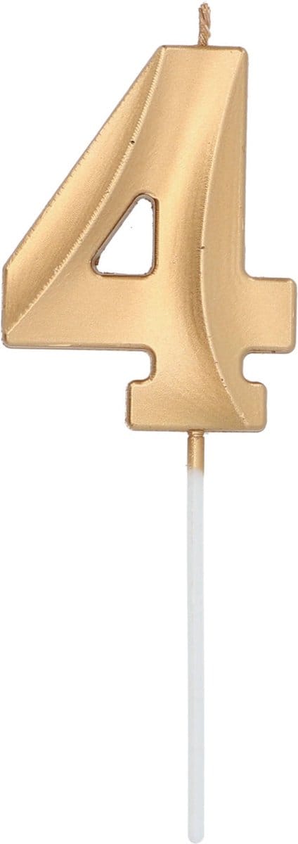 Folat - Kaars Glamour Goudkleurig Metallic - cijfer 4