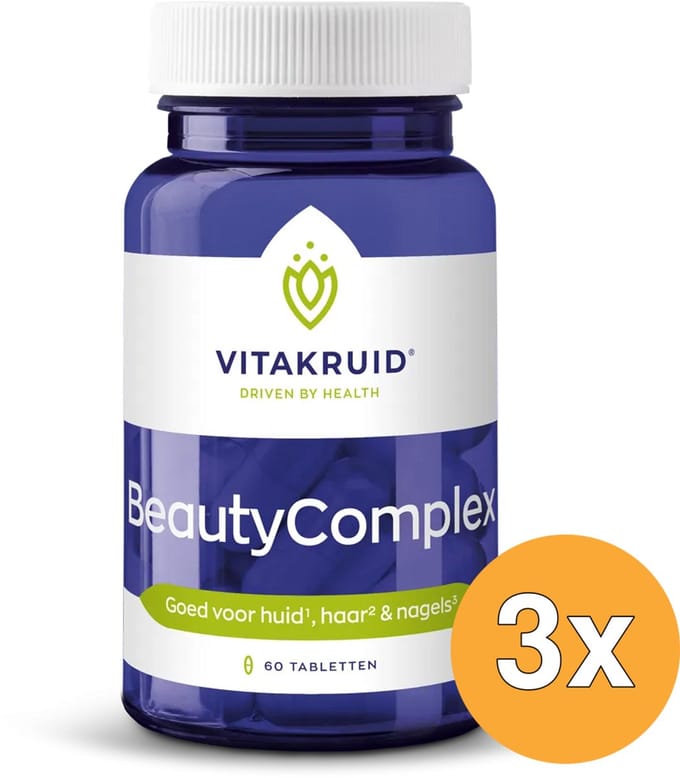 3x Vitakruid Beautycomplex met Keratine Hyaluronzuur & Biotine (60 tabletten)