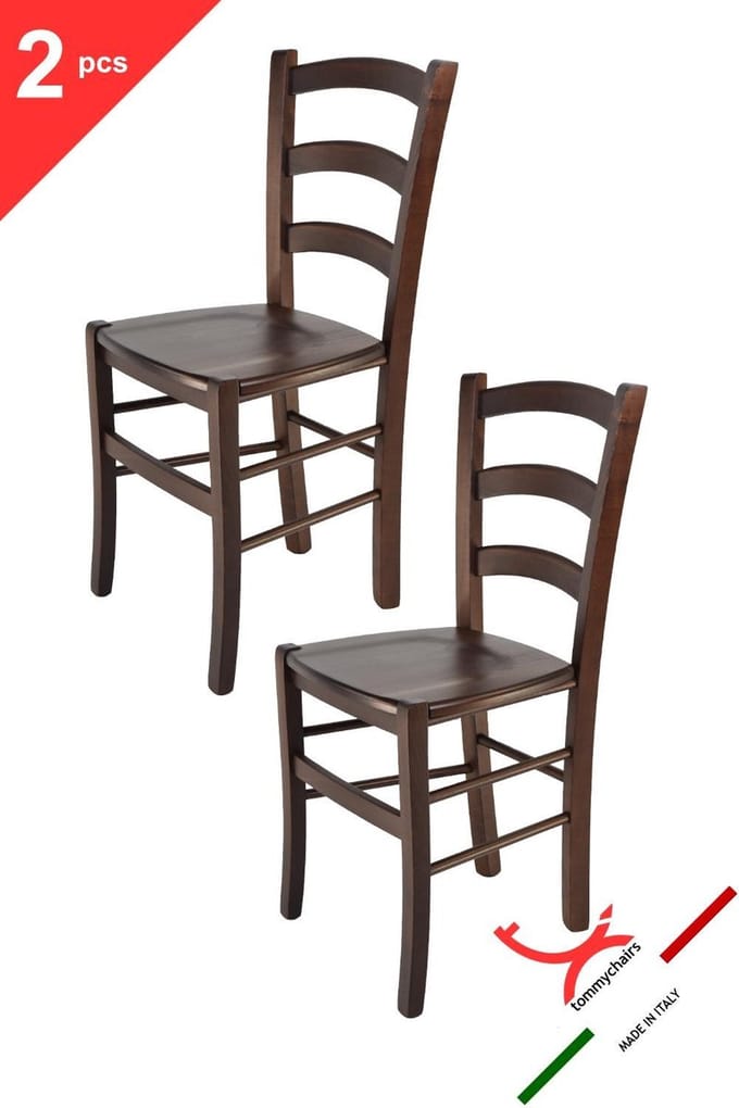 Tommychairs Venice - Eetkamerstoelen - Set van 2 - Licht Walnoot - Hout