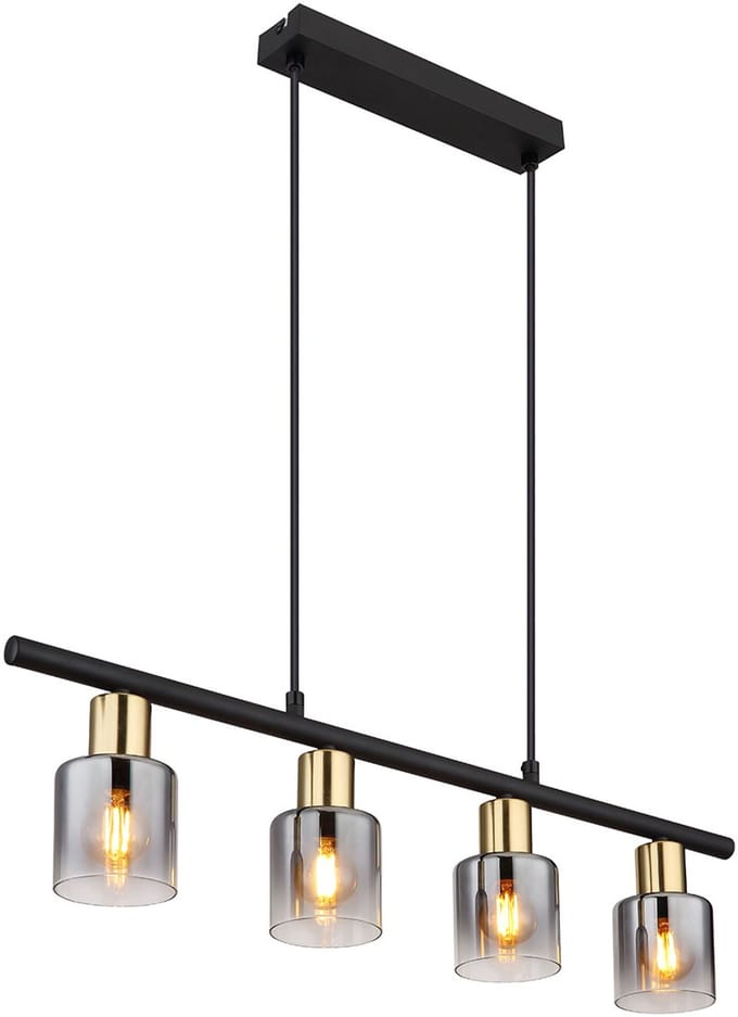 Globo - hanglamp - Hollsy - zwart - metaal - grote eettafellamp - E14 - 54310-4H