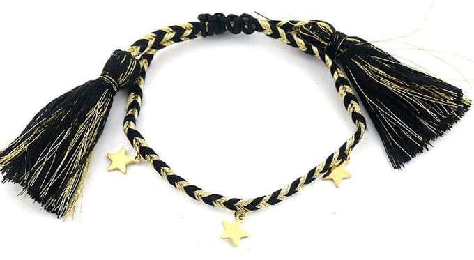 Stoffen Armband Dames - Sterren RVS - Lengte Verstelbaar - Goudkleurig