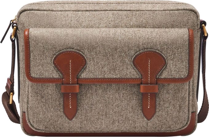 FOSSIL Schoudertas Laptoptas met laptopvak Bennett Courier WL Grey Grijs