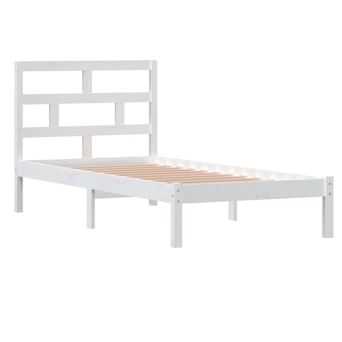 vidaXL - Bedframe - massief - hout - wit - 90x190 - cm