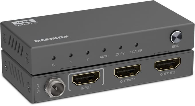 Marmitek Split 612 Pro HDMI splitter 4K @ 60 Hz (1 in / 2 out) met HDR, Deep Color & EDID-schakelaar