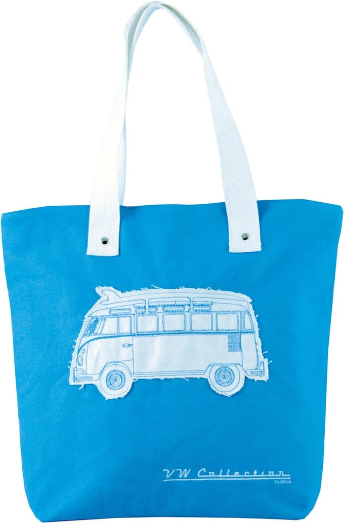 VW T1 Bus Canvas Boodschappentas - turquoise