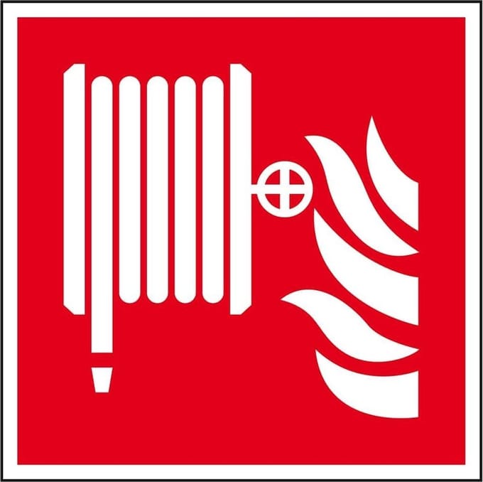 Brandslang bord - kunststof - F002 200 x 200 mm