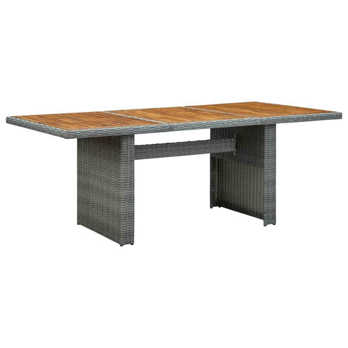 vidaXL - Tuintafel - poly - rattan - en - massief - acaciahout - lichtgrijs