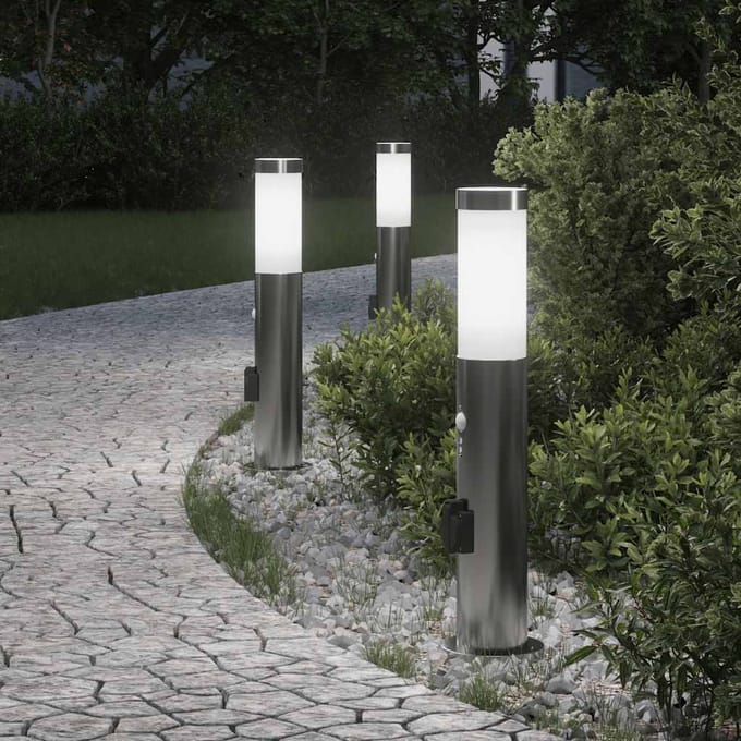 vidaXL Bolderverlichting met sensor en stopcontact 3 stuks 50 cm