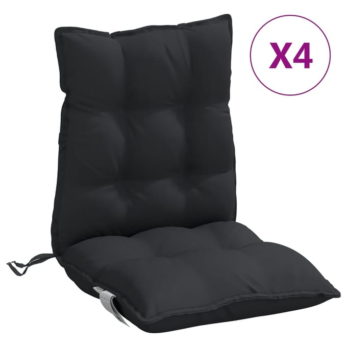 vidaXL - Stoelkussens - 4 - st - lage - rug - oxford - stof - zwart