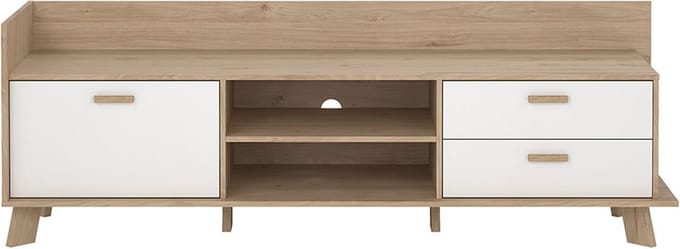 Ikast TV-meubel 1 deur, 2 lades, 2 planken eiken decor, wit.