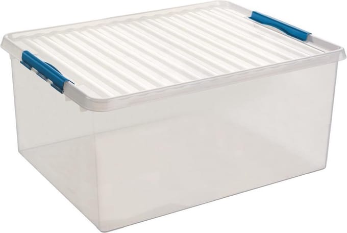 Sunware Q-Line opbergbox 120L - 80x50x38 cm - Transparant/Blauw