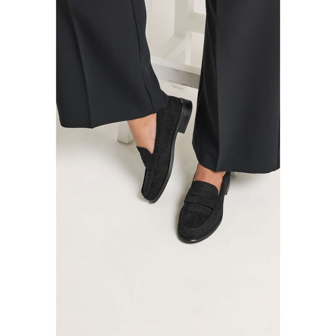 Yours Zwarte Geweven Loafers Met Reliëf In Brede Epasvormsize 37E