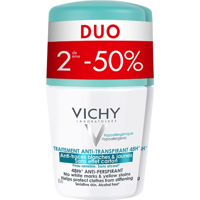 Vichy Deo Anti-Transpirant Tegen Vlekken Roller 48h Duo 2x50ml