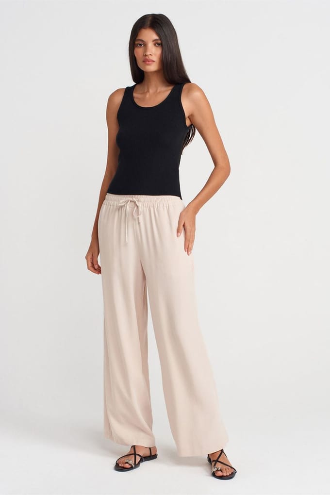 Tencel Wijde Pantalon met Trekkoord Taille