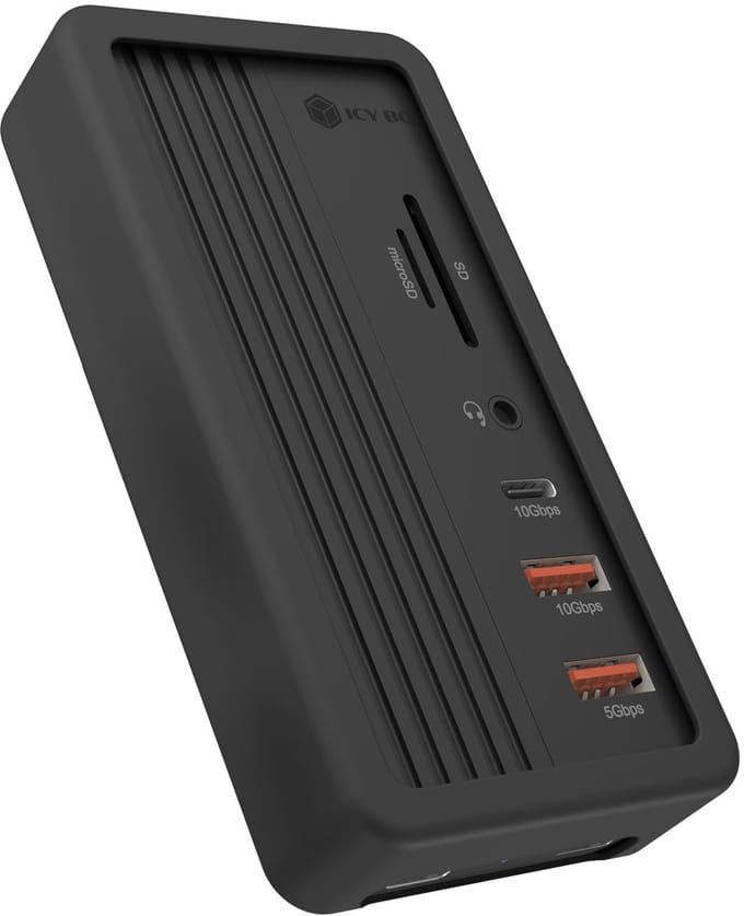 ICY BOX IB-DK4072M-CU31 USB-C M.2 PCIe NVMe 4 poorten Dockingstation Met kaartlezer