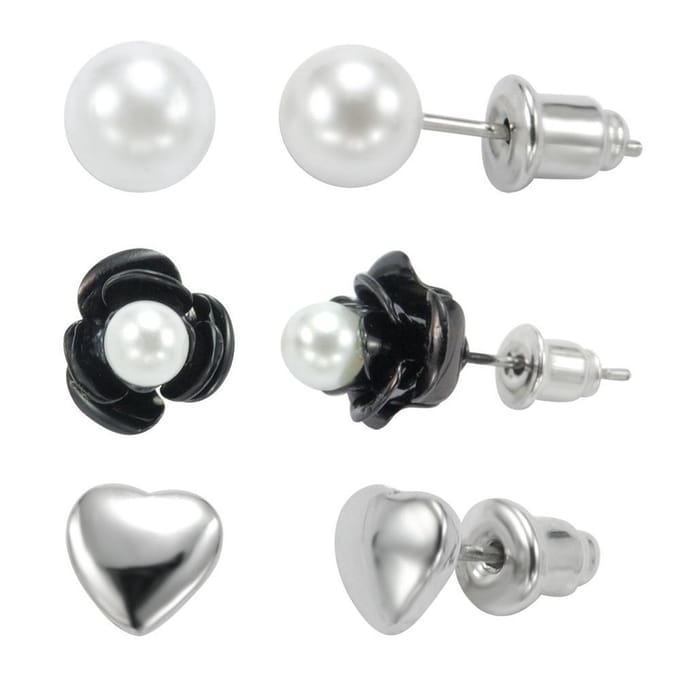Behave - Oorstekers set dames - Parel Bloem Hart - Feestelijk Trendy