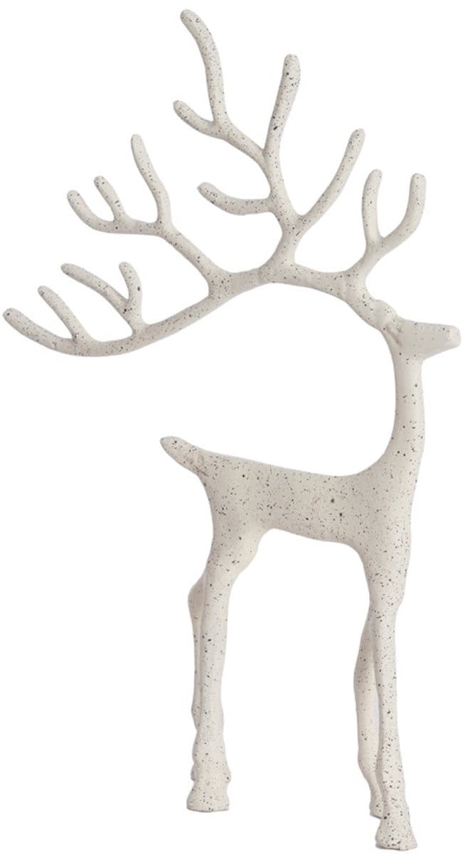 Ornament 27,5x7x39 cm DEER wit+grijs