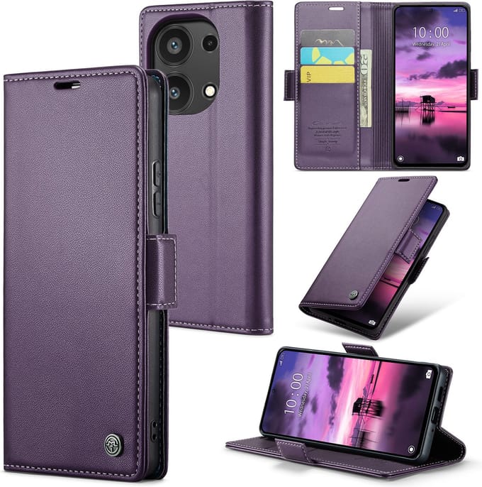 CaseMe Wallet Case met RFID Bescherming en Magneetsluiting voor Redmi Note 13 Pro 4G _ Paars