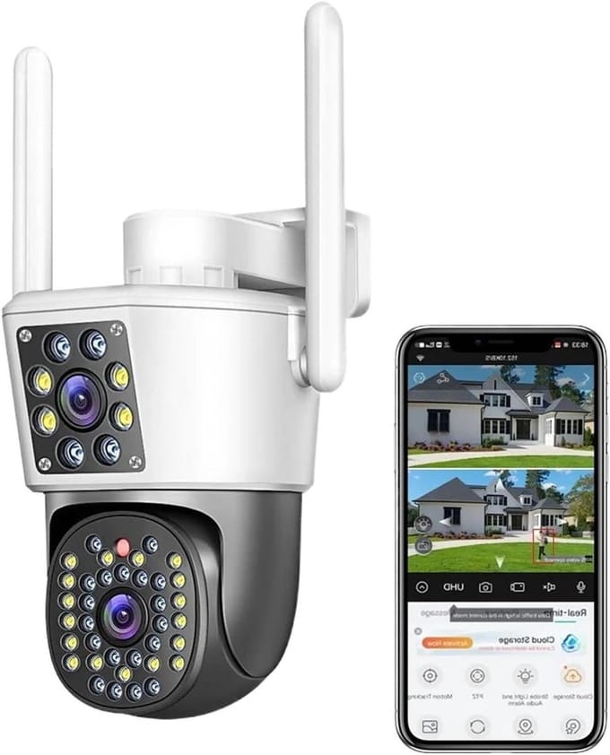Wifi Beveiligingscamera - Buiten Camera - Huis Bewaken - Dubbele Lens - 10mm - Wit